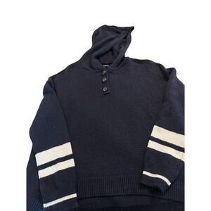 American Eagle Womens Sweater Hoodie Navy Blue White Striped Size M Lightly Worn